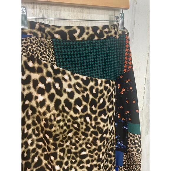 Calvin Klein Wrap Skirt size 12 Multicolor Patchwork Leopard Floral Y2K Boho - Picture 3 of 9